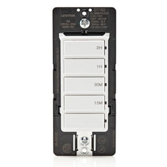 Leviton Countdown Timer Switch for Household Lights and Exhaust Fans, 15-30 min, 1-2 Hour, No Neutral Wire Required, Single Pole, 15A, 1/2HP/9.8A Fan/Motor, DT102-1LW, White