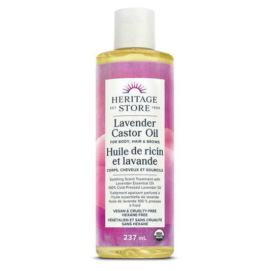 Heritage Store Palma Christi Castor Oil | Lavender | Huile de Ricin | 8oz