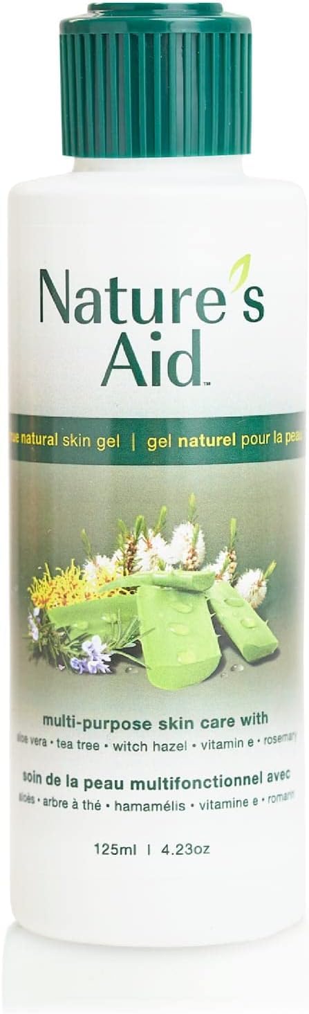 Nature’s Aid Original Skin Gel with Aloe Vera Extract for Dry, Flaky & Itchy | Facial Acne, Brown Spots, Toner & Cleanser | Sunburn | Rashes | Bug Bites & Stings | Shaving, Waxing & Laser