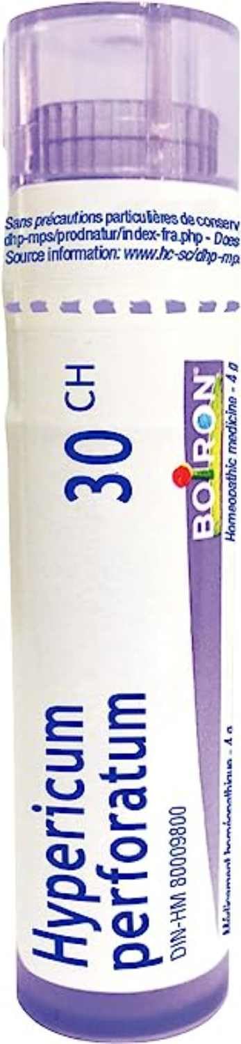 Boiron Hypericum perforatum 30ch,Homeopathic medicine. Each tube contains 4 g (approximately 80 pellets)