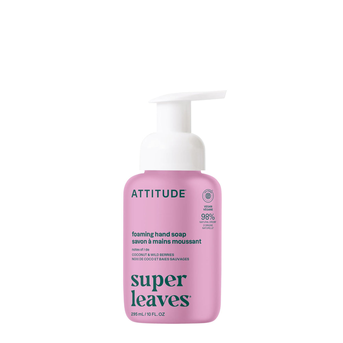 ATTITUDE Foaming Hand Soap, Made in Canada, EWG Verified, Dermatologically Tested, Plant and Mineral-Based, Vegan, White Tea Leaves Scent, 295 mL