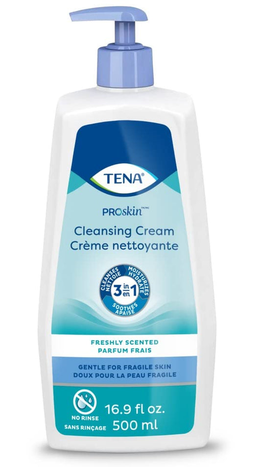 TENA ProSkin Adult Cleansing Cream, Moisturizing Skin Health, No Rinse, Skin Protection, 500ml