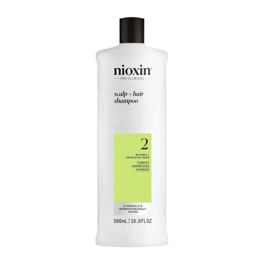 Nioxin Scalp + Hair Thickening System 2 Shampoo, For Natural Hair with Progressed Thinning, 16.9 fl oz (Packaging May Vary)