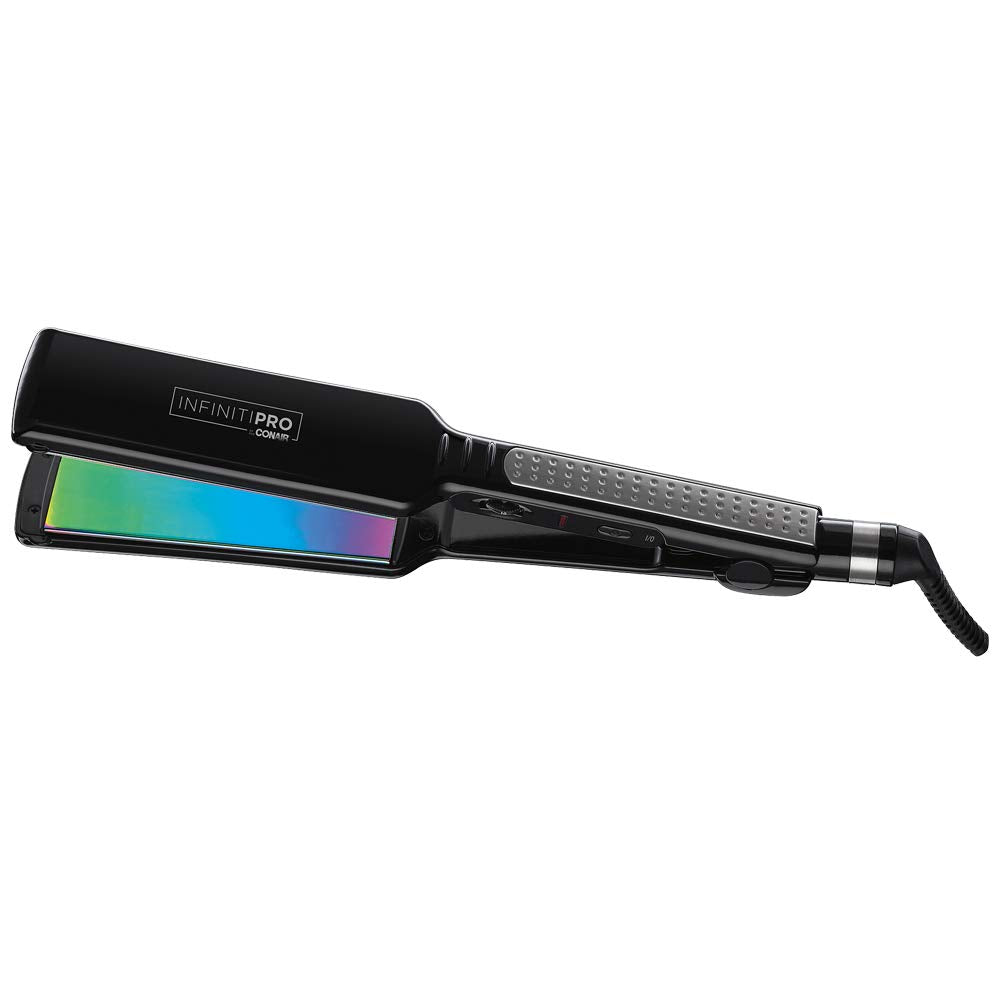 Infinitipro By Conair 1 3/4 Inch Rainbow Titanium Flat Iron, 30 Heat Settings, 15 Second Heat-up, 455°F High Heat, Smooth and Shiny Hair, Hair Straightener, Black