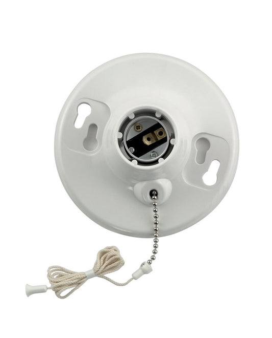 Leviton One-Piece Urea Outlet Box Mount, Incandescent Lampholder, Pull Chain, 08827-CW1, White
