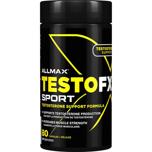 ALLMAX TESTOFX Sport - 80 Capsules - Testosterone Support Formula - Boosts Muscle Strength - with Zinc, Vitamin B6 & Magnesium - 20 Servings