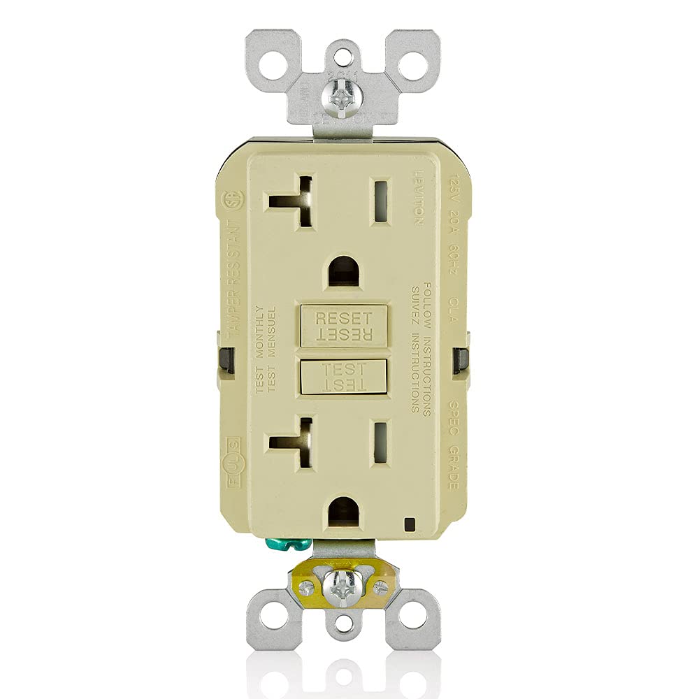 Leviton GFCI Receptacle, 20 Amp Tamper-Resistant, GFTR2-I, Ivory
