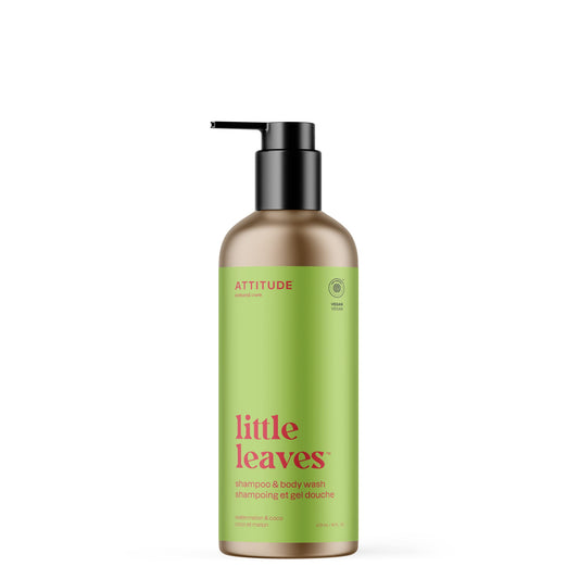 ATTITUDE 2-in-1 Body Wash and Hair Shampoo for Kids, Made in Canada, EWG Verified, Dermatologically Tested, Vegan Personal Care, Refillable Aluminum Bottle, Watermelon and Coco, 473 mL