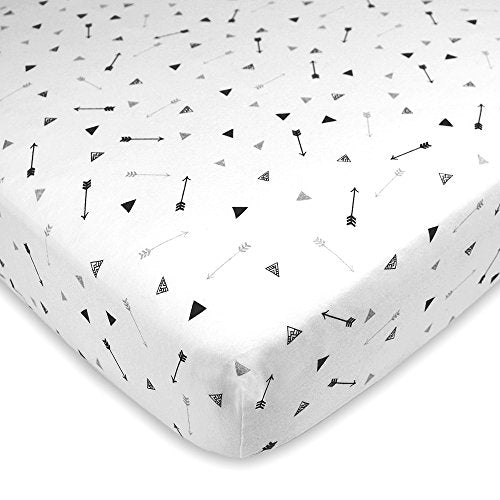 American Baby Company Printed 100% Natural Cotton Value Jersey Knit Fitted Pack N Play Playard Sheet, Silver Black Arrow, Soft Breathable, for Boys and Girls