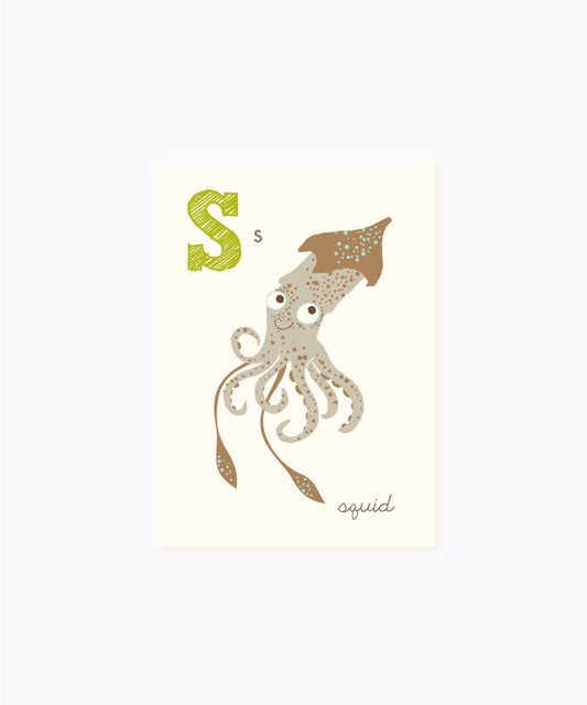 Sea Urchin Studio ABC Wall Art for Kids, S/Squid