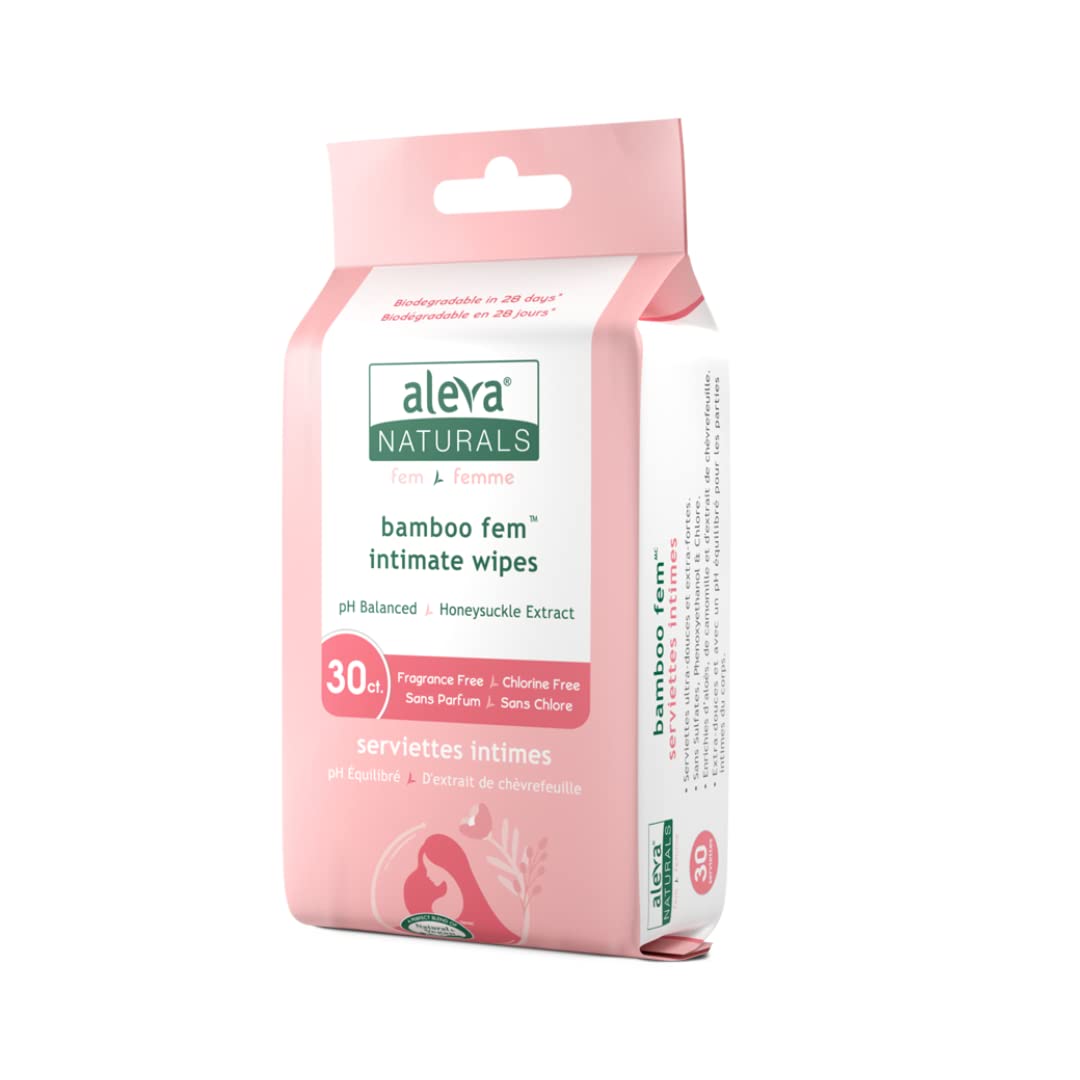 Aleva Naturals Bamboo Fem Wipes, 30 Count