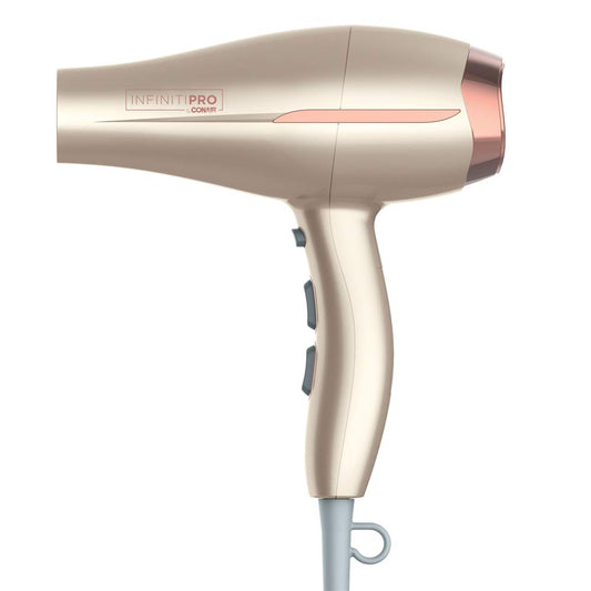 InfinitiPRO by Conair 750C Frizz Free Pro Dryer, 3 Heat/2 Speed Settings, Includes Diffuser and 2 Contentrators, Rose Gold, Hair Dryer
