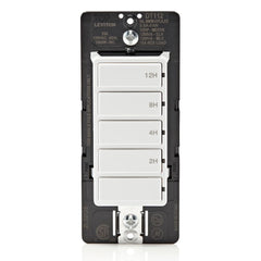 Leviton Countdown Timer Switch for Household Lights, heaters and Exhaust Fans, 2-4-8-12 Hour, No Neutral Wire Required, Single Pole, 15A, 1/2 HP/9.8A Fan/Motor, DT112-1LW, White