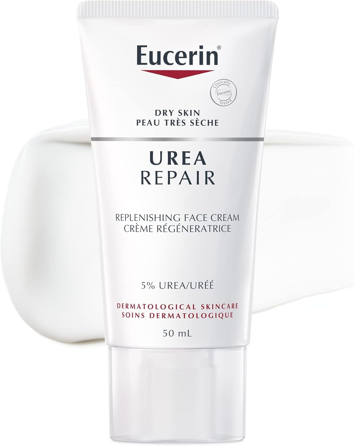 EUCERIN Urea Repair Replenishing Day Face Cream for Dry to Very Dry Skin | Face, 50mL | 5% Urea Cream | Lactate Cream | Fragrance-free Cream | Non-Greasy Cream | Recommended Brand by Dermatologists