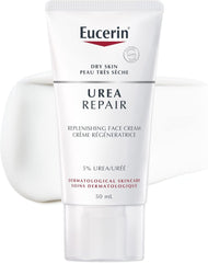 EUCERIN Urea Repair Replenishing Day Face Cream for Dry to Very Dry Skin | Face, 50mL | 5% Urea Cream | Lactate Cream | Fragrance-free Cream | Non-Greasy Cream | Recommended Brand by Dermatologists
