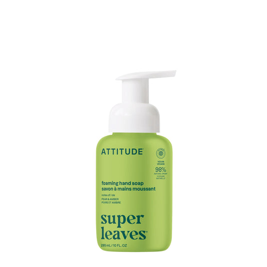 ATTITUDE Foaming Hand Soap, Made in Canada, EWG Verified, Dermatologically Tested, Plant and Mineral-Based, Vegan Personal Care Products, Pear & Amber Scent, 10 Fl Oz