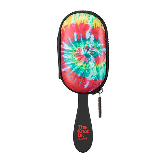 The Knot Dr. for Conair Hair Brush, Wet and Dry Detangler with Storage Case, Removes Knots and Tangles, For All Hair Types, Red Tie-Dye