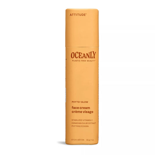 ATTITUDE Oceanly Face Cream Stick, Made in Canada, EWG Verified, Plastic-free, Plant & Mineral-Based Ingredients, Vegan Beauty Products, PHYTO GLOW, Unscented, 30 grams
