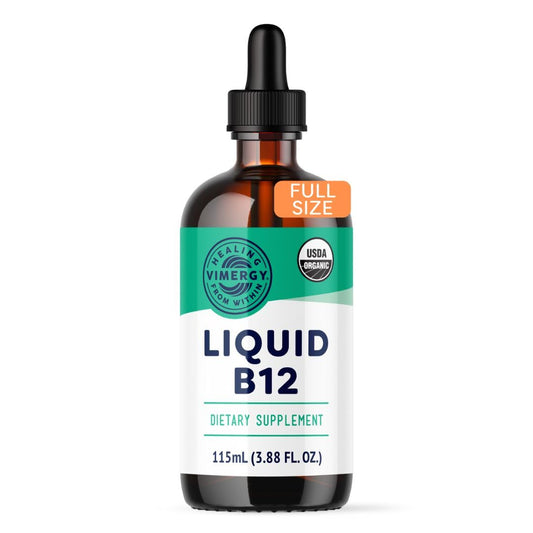 Vimergy Liquid B12 – Fast-Absorbing Brain Support – Energy Support Supplement – USDA Certified Organic, Vegan, Non-GMO – 115 Servings (115 mL)