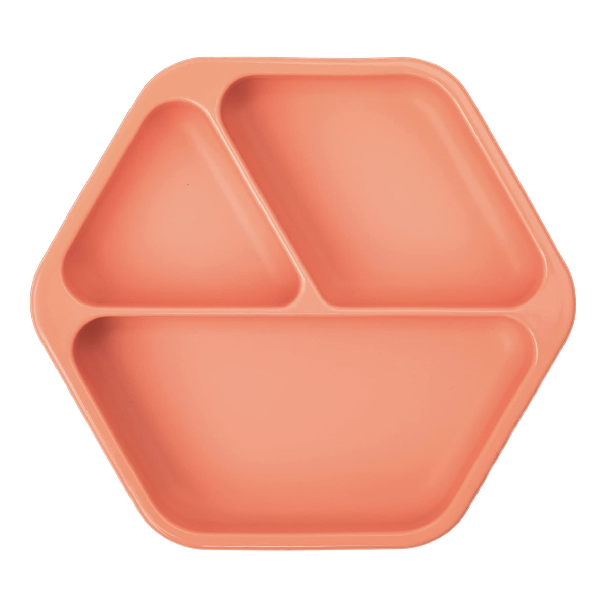 Tiny Twinkle Silicone Suction Baby Plate, Suction Grip Divided Dish for First Foods and Self-Feeding, 6-24 Months, Baby Led Weaning Supplies for Independent Eating (Coral, Plate)