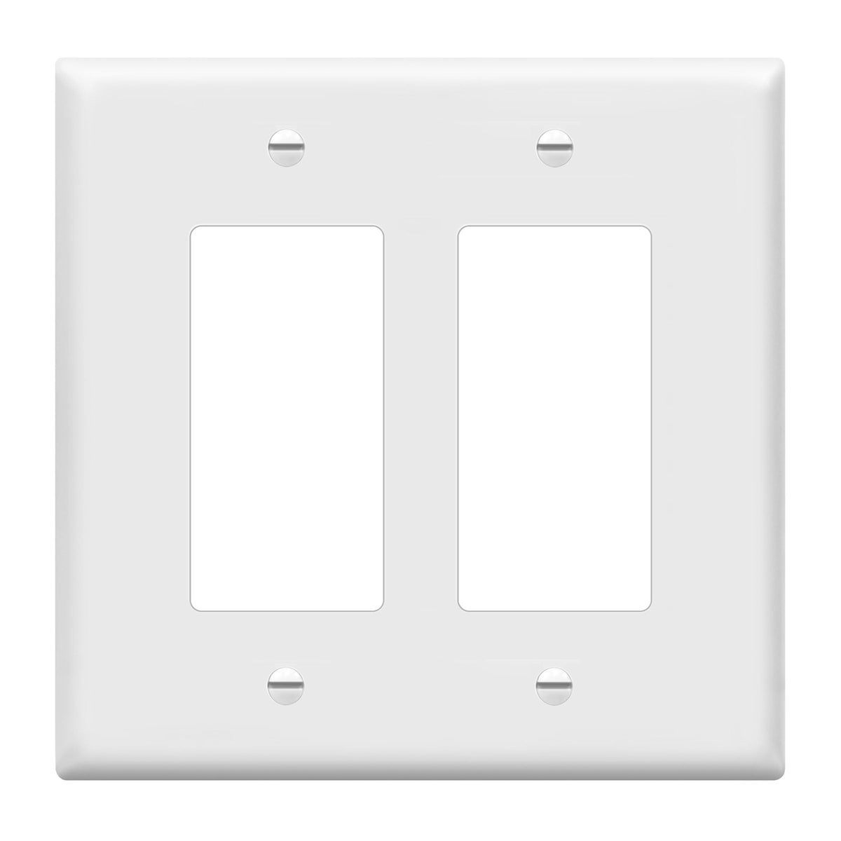 Enerlites 8832M 2-Gang Decorator/GFCI Device Wall Plate, Mid-Size, Unbreakable Polycarbonate, White