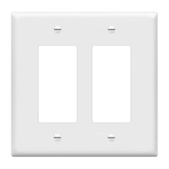 Enerlites 8832M 2-Gang Decorator/GFCI Device Wall Plate, Mid-Size, Unbreakable Polycarbonate, White