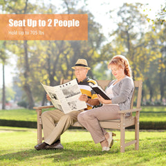 52 Inch All-Weather HDPE Outdoor Bench with Backrest and Armrests-Teak