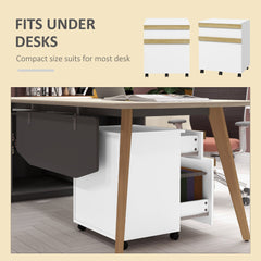 Mobile Filing Cabinet with 2 Drawers, Office Storage Cabinet with 5 Wheels, Black Wood Grain