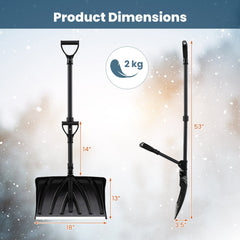 53 Inch Snow Shovel with Assist Handle for Driveway Car Garage Camping-Black