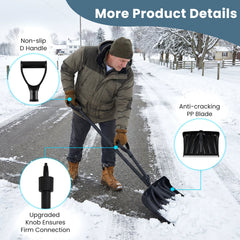 53 Inch Snow Shovel with Assist Handle for Driveway Car Garage Camping-Black