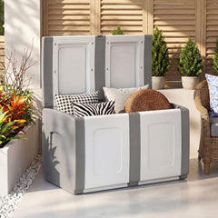 53 Gallon Patio Container with Lockable Lid, for Packages and Garden-Gray