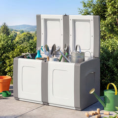 53 Gallon Patio Container with Lockable Lid, for Packages and Garden-Gray