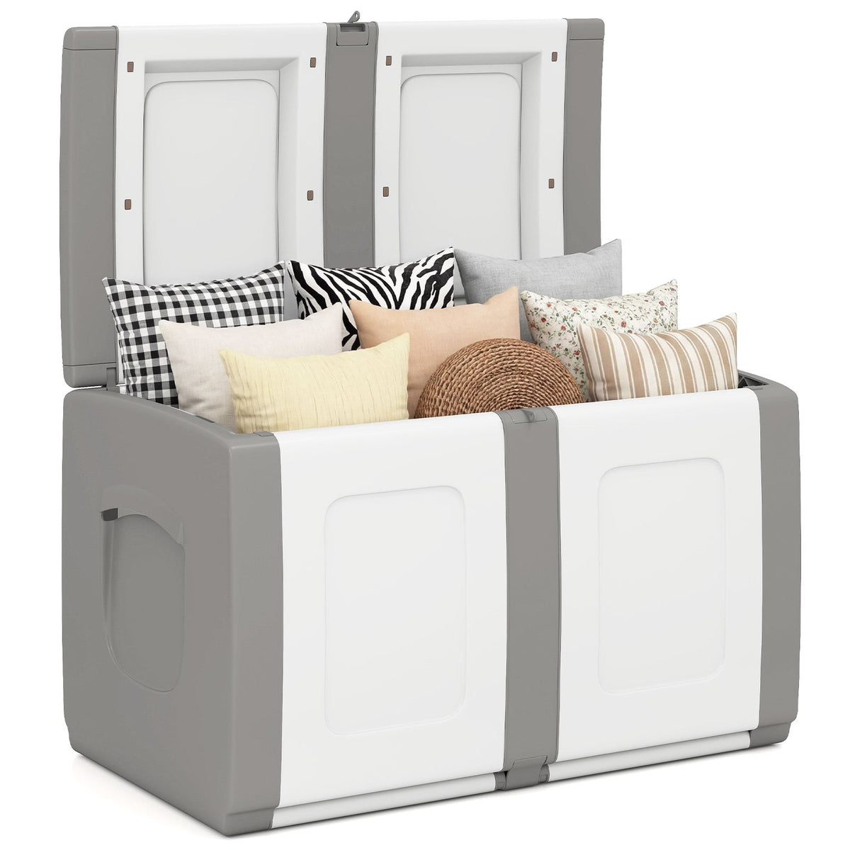 53 Gallon Patio Container with Lockable Lid, for Packages and Garden-Gray