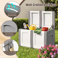 53 Gallon Patio Container with Lockable Lid, for Packages and Garden-Gray