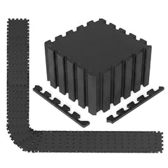 54 Pack EVA Foam Floor Tiles with Non-Slip & Borders for Home Gym-Black