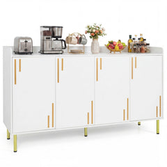 55 inches Buffet Cabinet with 4 Doors and 5 Metal Legs Modern Credenza-White