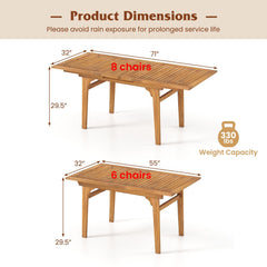 55 Inch Patio Dining Table Expandable for 6-8 People with Umbrella Hole