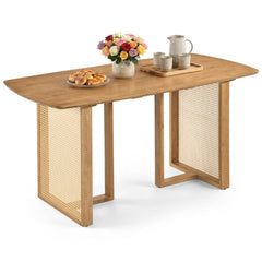 55 inches Solid Rubber Wood Dining Table Set for 4 People with Rounded Edges-Natural