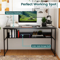 55 x 24 inch Computer Desk with Power Outlets and USB Ports-Black