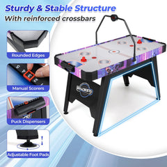 56 Inch Air Hockey Table with LED Digital Scoreboard and Powerful 12V Motor-White