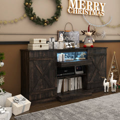 58 Inches TV stand for TVs up to 65 Inches with 20 Color Led Lights-Coffee