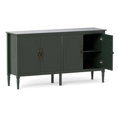 58 inches Vintage Buffet Cabinet with Pine Wood Legs and Adjustable Shelves for Kitchen-Green