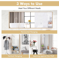 59 Inch Full Length Mirror Large Rectangle Bedroom Mirror-Golden