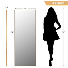 59 Inch Full Length Mirror Large Rectangle Bedroom Mirror-Golden