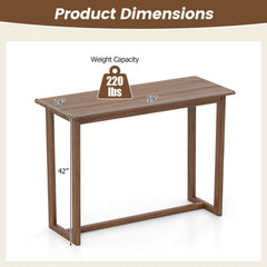 59 Inch Outdoor Bar Table with Slatted Top