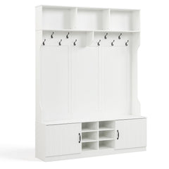 59 inches Wide 6-in-1 Hall Tree with Bench and Storage-White