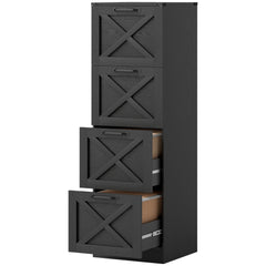 2 Drawer File Cabinet with Silent Slides, Vertical Farmhouse Filing Cabinet Fits Letter/A4 Size Home Office, Black