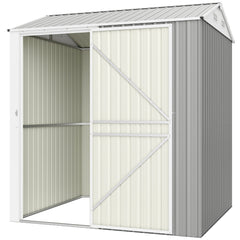 7' x 6' Tall Outdoor Storage Shed, Waterproof Metal Garden Shed with Gloves, Lockable Door, Dark Grey