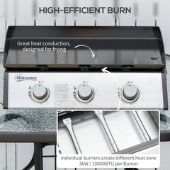 2 Burner Liquefied Gas Grill, Portable Tabletop BBQ Grill, for Camping, Picnic, Silver