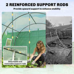 Walk-in Tunnel Greenhouse, Plant Hot House w/ Support Rods, Roll-up Mesh Door, Mesh Windows, 13'x9.8'x6.6', Green